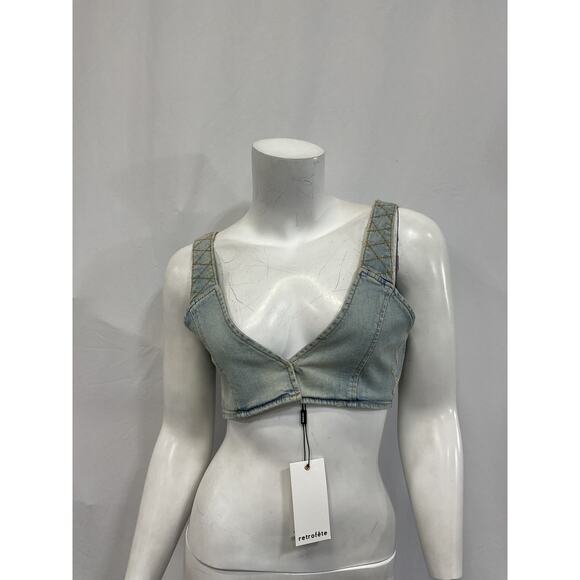 Retrofete 'Willis' Blue Distressed Blouse Top Size M - NWT - Picture 2 of 5